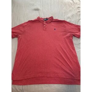 Polo Ralph Lauren Mens XXL Red Heather Short Sleeve Cotton Polo Shirt Blue Pony